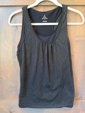 Prana Black Textured Scoop Neck Tank- Small